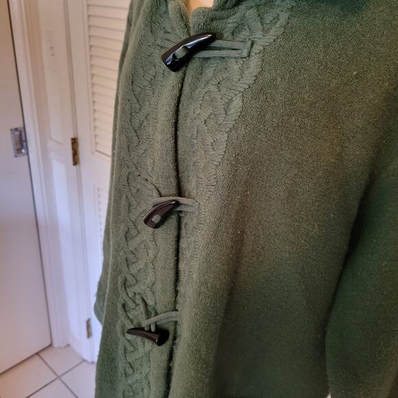 Connemara Vintage Green Wool Knit Unisex Mens Coat Embroidered Details - Picture 3 of 6